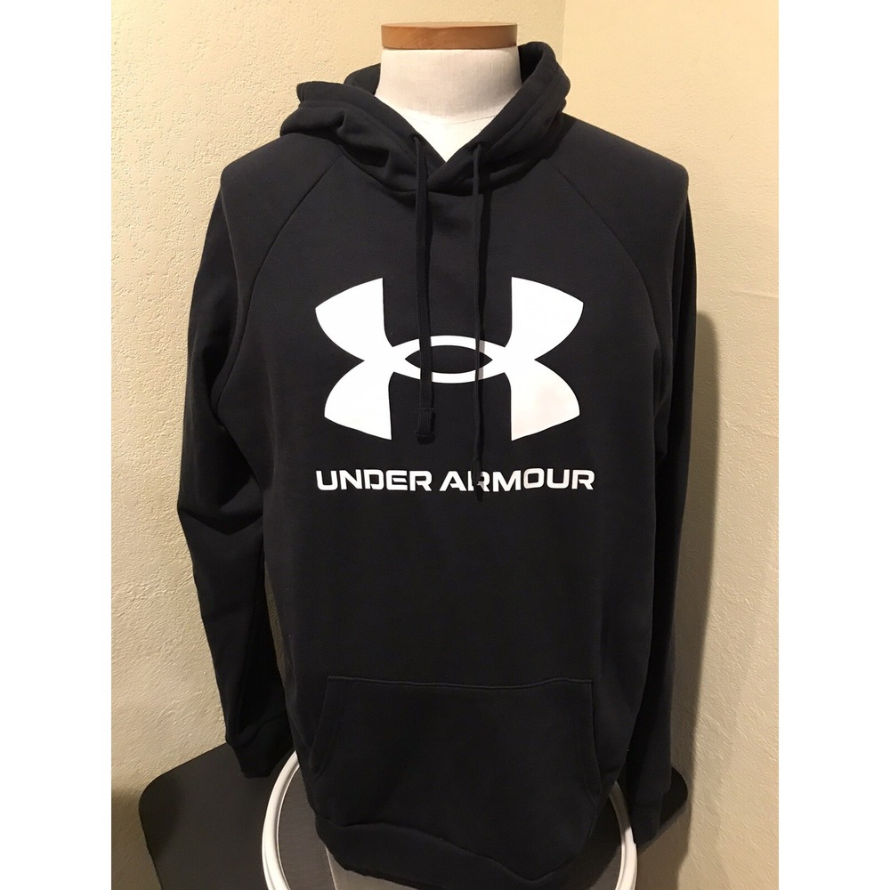 Under Armour Men Hoodie Rival Fleece XLT Big Logo UA Sweatshirt Black 1379758